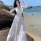 Backless V-neck swing dress new style slim seaside holiday beach dress atmosphere R1608