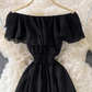 Bali resort beach slim long skirt sexy off-shoulder one-shoulder ruffled chiffon dress R0326