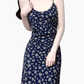 2025 Summer New Blue Floral Retro Backless Waist Long Suspender Dress R0909