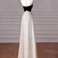 French Chic Patchwork Prom Dress ,A-Line One-shoulder Corset Glitter Evening Dress RS981