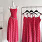 2025 new style temperament waist slim red plaid long suspender dress R2020