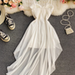 High waist irregular tube top suspender dress design fairy dress chic gentle style long skirt dress R0401