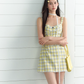 Plaid sweet girl style vest dress female summer A-line French slim suspender skirt R3336