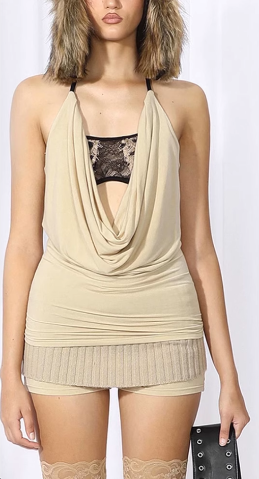 Hot Girl Lace Leopard Print Suspenders 2025 Swing Neck Halter Slim Fit Top R1088