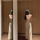Sexy Swing Neck Off-shoulder Dress Temperament Waist Slit Hip Fishtail Dress R1508