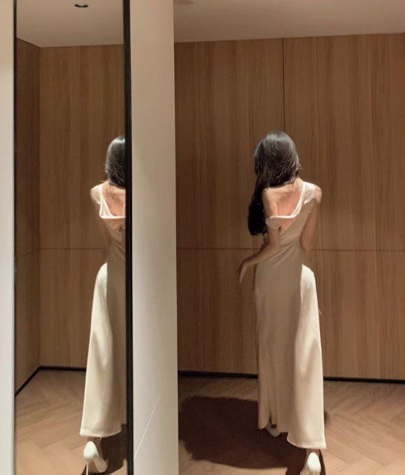 Sexy Swing Neck Off-shoulder Dress Temperament Waist Slit Hip Fishtail Dress R1508