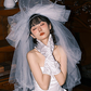 Off-white satin bow mid-length     S6233