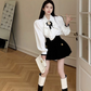 French tea break design shirt top 2025 pure desire sweet pleated skirt suit R1412