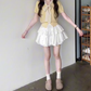 Suit skirt gentle temperament beautiful short-sleeved T-shirt A-line short skirt two-piece suit R0823
