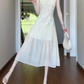 Jacquard sleeveless halter dress cool and gentle temperament waist A-line long skirt R0857
