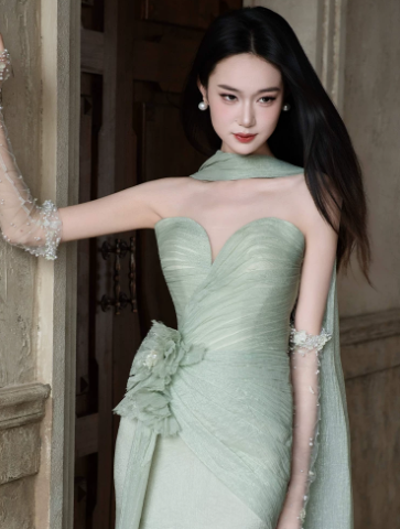 Sweetheaet Chiffon Flowy Corset Prom Gown , Mint Green Women's Maxi Evening Dress Ball Gown RS2604