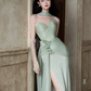 Sweetheaet Chiffon Flowy Corset Prom Gown , Mint Green Women's Maxi Evening Dress Ball Gown RS2604