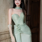 Sweetheaet Chiffon Flowy Corset Prom Gown , Mint Green Women's Maxi Evening Dress Ball Gown RS2604