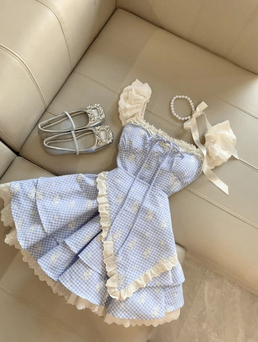 Pretty Purple Striped Homecoming Dress ,A-Line Square Lace Hem Corset Short Prom Dress RS993