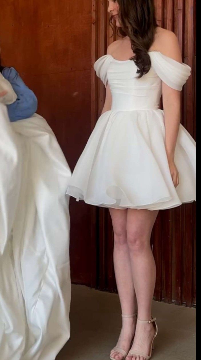 Gentle style one-shoulder tube top waist slimming A-line puffy skirt homecoming dress R3856