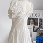 Tea break French style white pleated dress new style high-end waist slimming sweet princess dress R0153