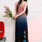 Design suspender dress high waist summer waist slimming gradient irregular long skirt R3328