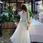 Fairy fake two-piece irregular halter neck short-sleeved T-shirt complete skirt suit R1757