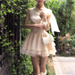 Gentle temperament lace off-shoulder dress beautiful waist small dress tutu skirt R0793