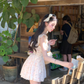 Pure desire style flying sleeves floral dress 2025 sweet waist a-line princess dress R1289