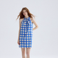 Plaid dress halter neck suspender skirt short skirt vacation wear skirt women summer R3455
