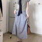 Relaxed wear suit casual gray short-sleeved T-shirt A-line skirt 2025 R0829