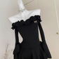 Little black dress one shoulder dress waist black high-end temperament skirt R1996