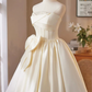 Minimalist Pastel Yellow Homecoming Dress ,A-Line Strapless Bow Cute Short Prom Dress RS807