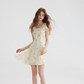 French tea break style floral dress ruffled short skirt R2701