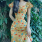 Yellow retro waist slim long skirt homecoming dress R3216