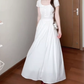Elegant and decent skirt, gentle style, beautiful waist A-line white dress R0717