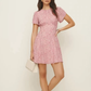 Dress Red Floral Chiffon French Style Retro Round Neck Slim Fit A-line Short Sleeve Dress R2929