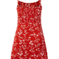 2025 Summer New Red Floral Waisted Seaside Vacation Short Suspender Dress R0950