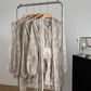 Long-sleeved V-neck puff sleeve chiffon yellow floral dress two-piece waisted short skirt R2106