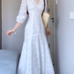 Large size French temperament embroidery design dress gentle slim fishtail long skirt R1828