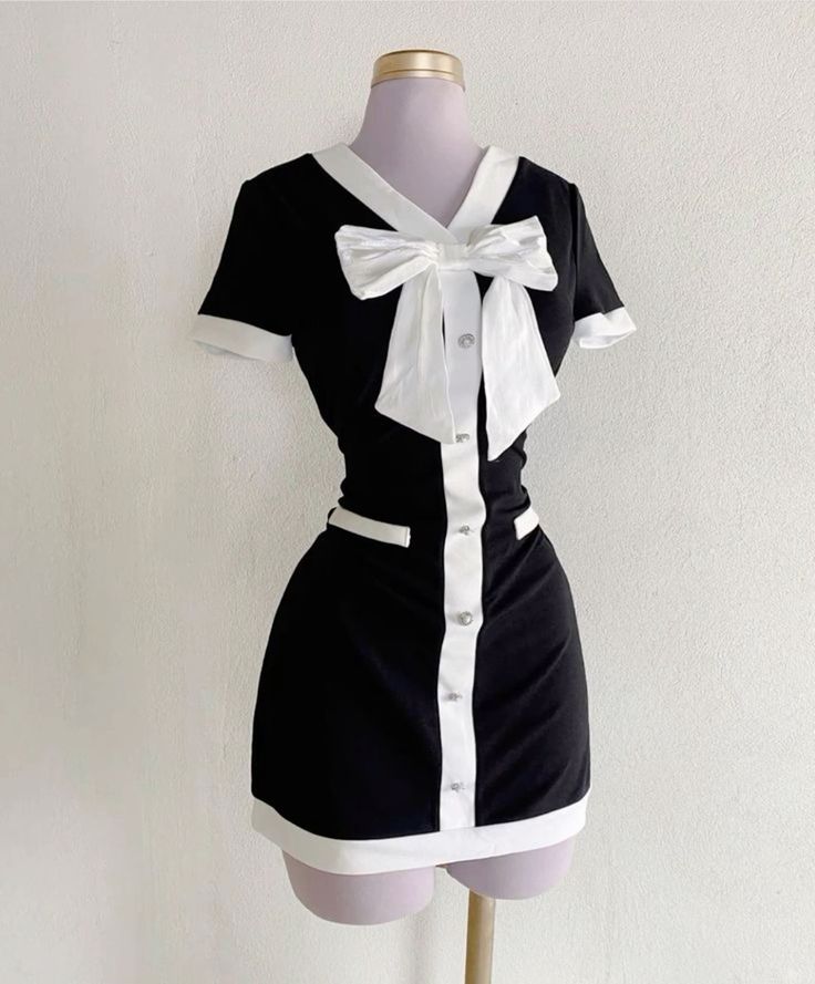 Black short skirt V-neck bow slim skirt homecoming dress R2509