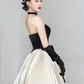 Elegant Black and White Prom Dress ,A-Line Sweetheart Corset Maxi Evening Dress RS1011