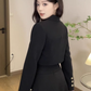 Large size French Hepburn style black short jacket rich daughter high waist A-line skirt suit R1824