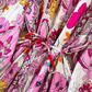Fashion lantern long sleeve round neck waist a-line print irregular dress elegant long skirt R0404