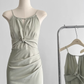 Halter neck dress 2025 new satin fishtail high-end dress R2107