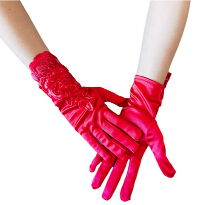 Women's Short Satin Opera Gloves Formal Dance Gloves Wedding Bridal Banquet Evening     S6225