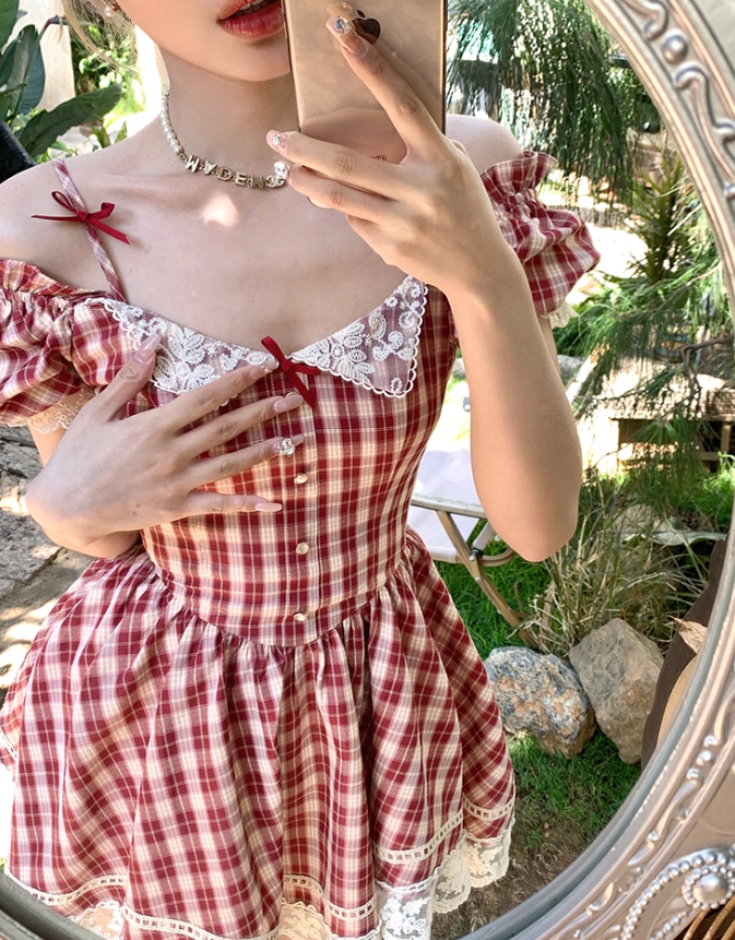 French Bow Lace Beach Resort Dress R4986