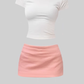 Pure desire design shoulder T-shirt 2025 sweet and spicy style low waist hip skirt suit R1324