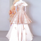 Gorgeous Champagne Prom Dress ,A-Line Bateau Tiered Coset Maxi Celebrity Dress RS1014