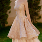 Gorgeous Champagne Prom Dress ,A-Line Bateau Tiered Coset Maxi Celebrity Dress RS1014