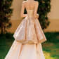 Gorgeous Champagne Prom Dress ,A-Line Bateau Tiered Coset Maxi Celebrity Dress RS1014