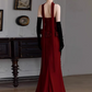 Elegant Burgundy Prom Dress ,Mermaid Strapless Applique Bodycon Maxi Evening Dress RS1015