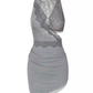 Pure desire style lace sleeveless waist-baring dress 2025 waist irregular hip skirt R1338