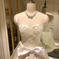 White suspender lace waist slim satin A-line skirt homecoming dress R4153