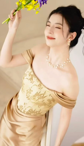 Elegant Golden Prom Dress ,Sheath Off-the-shoulder Bodycon Maxi Cocktail Dress RS1020